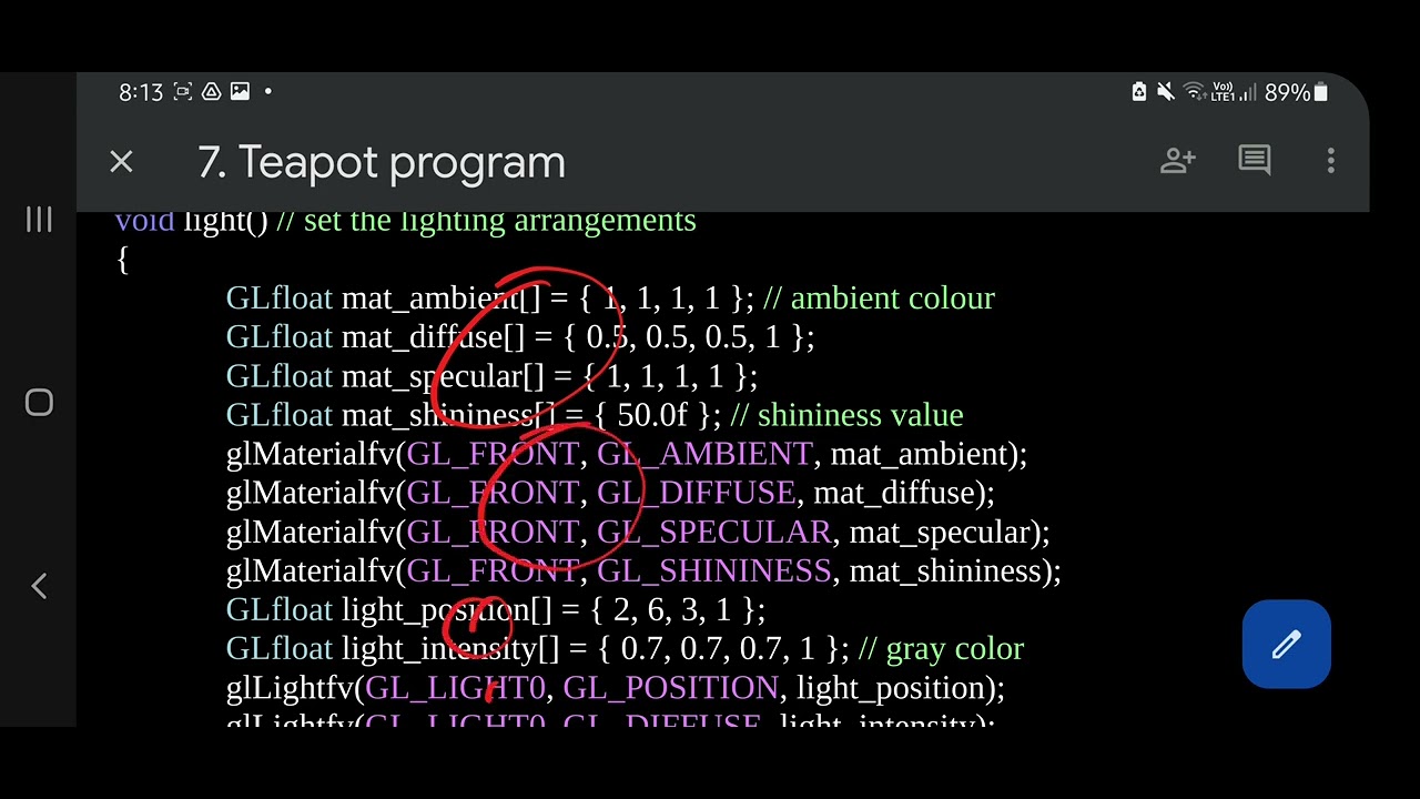 18CSL67 COMPUTER GRAPHICS AND VISUALIZATION LAB PROGRAM 7