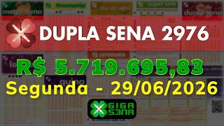 Resultado da Dupla Sena 2976, Segunda-feira, 29/06/2026