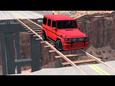 Cars vs Train Track Bridge – BeamNG.Drive