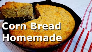Homemade Corn Bread in a Cast Iron Skillet from Scratch