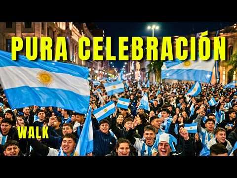 Festejos en Cordoba Triunfo de Argentina contra Suiza Mundial Futbol  | Walking Tour en 4K
