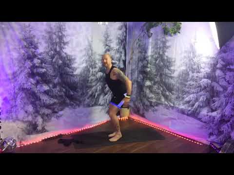Bare foot, low impact cardio and resistance band workout with fitness instructor Martin Jensen