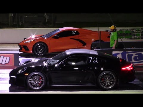 Porsche 911 vs C8 Corvette 1/4 Mile