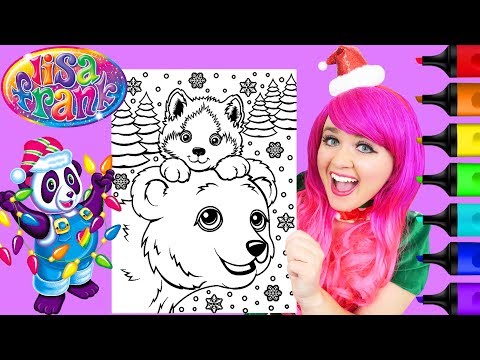 Coloring Lisa Frank Puppy & Polar Bear Christmas Coloring Page Prismacolor Markers | KiMMi THE CLOWN Video