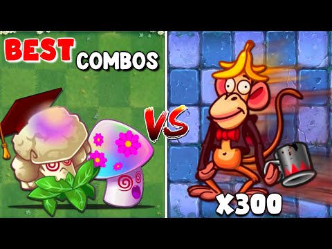 PvZ2 Challenge! 30 Random Combos Plants Vs 300 Monkey Zombie - Who Will Win?