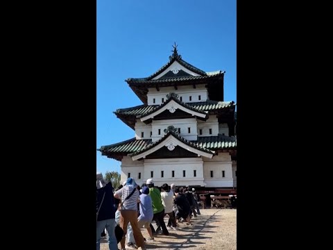 Hundreds move 400-ton Japanese castle by hand