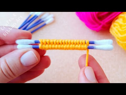 Most Beautiful 3D Rose Flower with Wool - Amazing Trick Using Cotton Buds - Super Easy Flower Design
