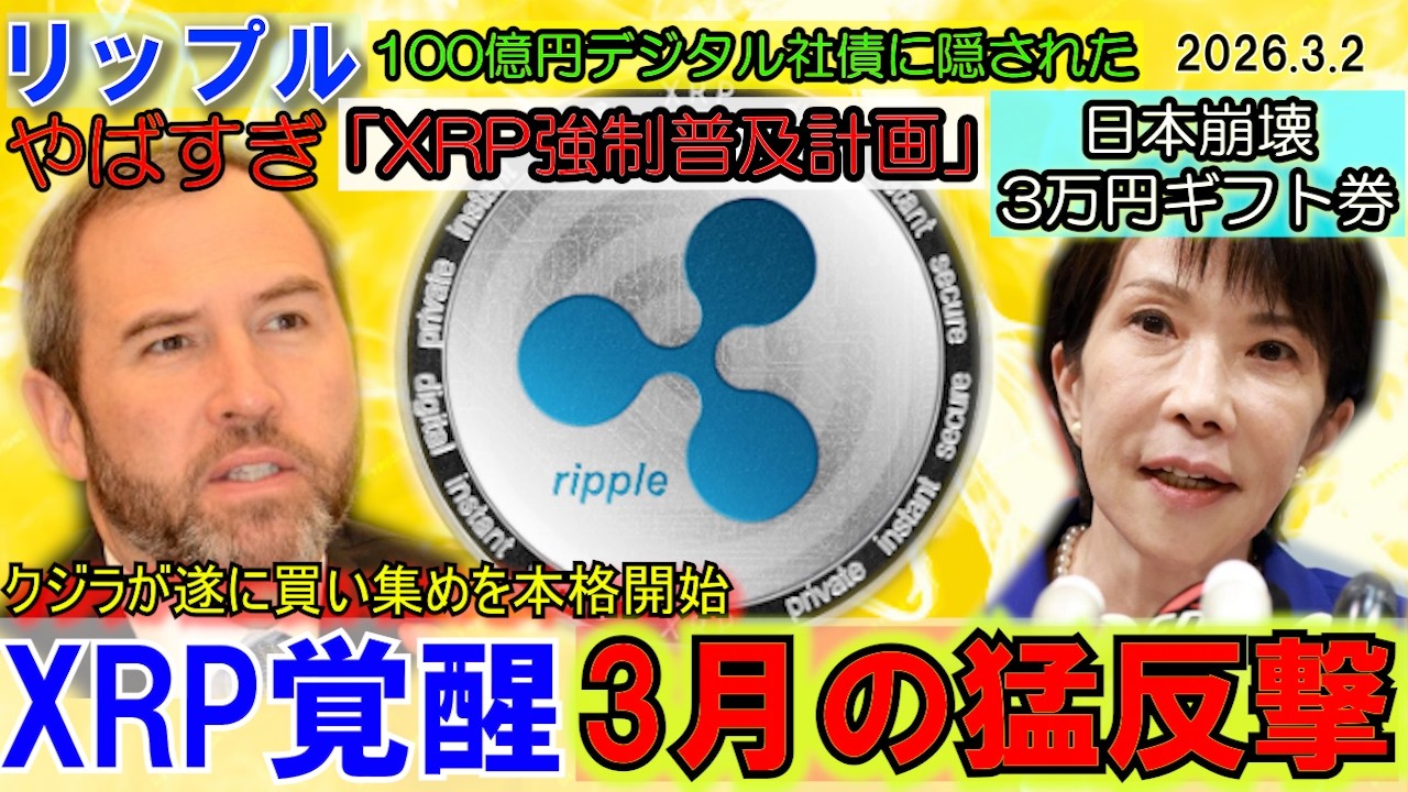 リップル（XRP)3月に爆上げか！クジラの買い集めが本格開始！「XRP強制普及計画」がやばすぎる！さすが北尾社長！円とドルの崩壊は近い