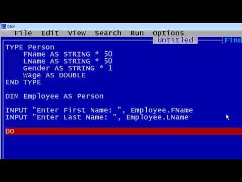 Qbasic Tutorial 44 Type Example Qb64