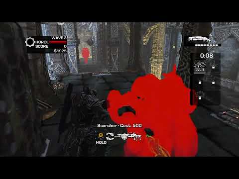 Gears 3 PC Marcus in Theron Armor fighting alongside Onyx Guards in Horde on Gears 2 map Ruins