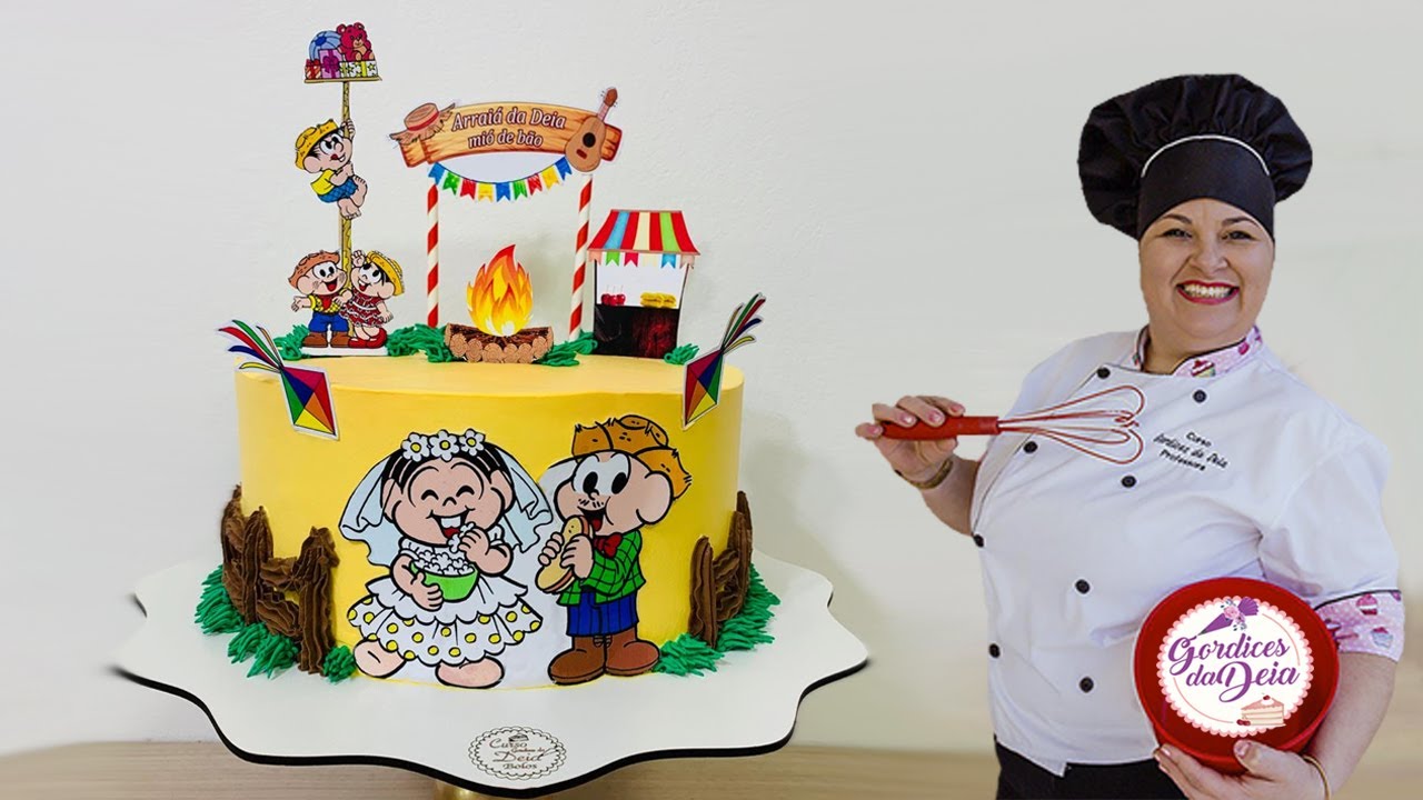 (Live) Decoração de bolo em chantilly para festa junina