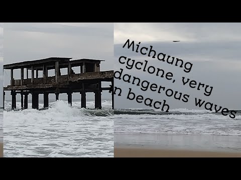michaung cyclone#very dangerous waves in beach #Adharapeta beach#Tuni#