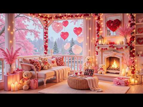 Happy Valentine's Day 💝 Cozy Valentine's Ambience with Cozy Fireplace & Soft Piano Music
