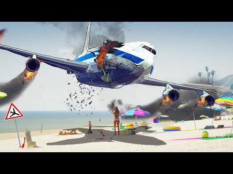 Emergency Landing On Beach After Engine Exploded - Airplane Crashes ! Besiege plane crash