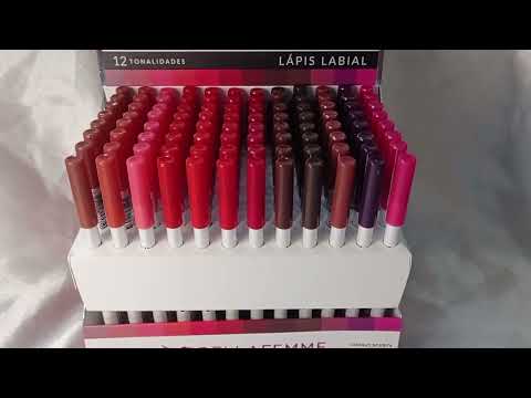 LÁPIS LABIAL PERFECT LIP 12 CORES BELLA FEMME BOX COM 96 UN