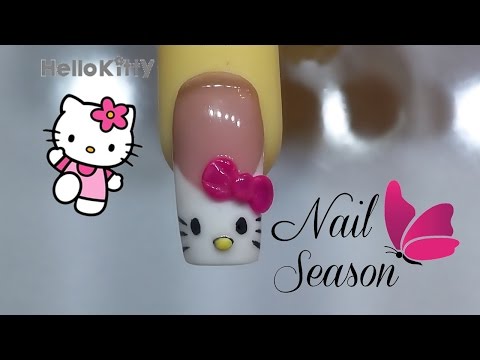 Acrylic nails hello kitty 3d French Nail Art step by step