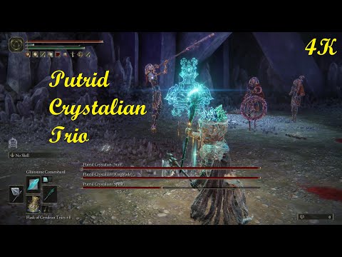 Putrid Crystalian Trio (Staff) (Ringblade) (Spear) Bossfight. pure mage build Elden ring
