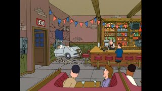 Family Guy - Stewie ramming Brian's car through the wall of the bar