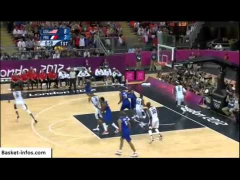 Toco de Nicolas Batum em Kevin Durant   França X EUA basquete olimpico