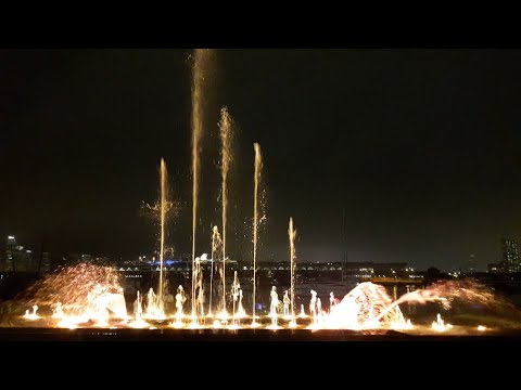 觀塘海濱花園音樂噴泉水幕表演(啟用2年水膜區跳泉區停噴水幕沒有投影視覺) 27/04/2023  場次2030