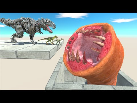 Dinosaur Jumps Over Giant Blade Worm - Animal Revolt Battle Simulator