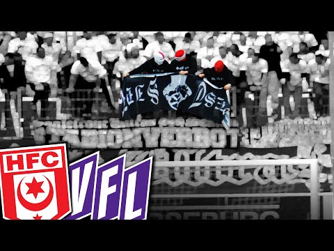 Als Halle-Ultras (während des Spiels) eine Osnabrücker Zaunfahne zogen...