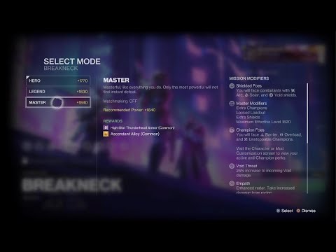 Destiny 2 Cheese Master Breakneck solo flawless now