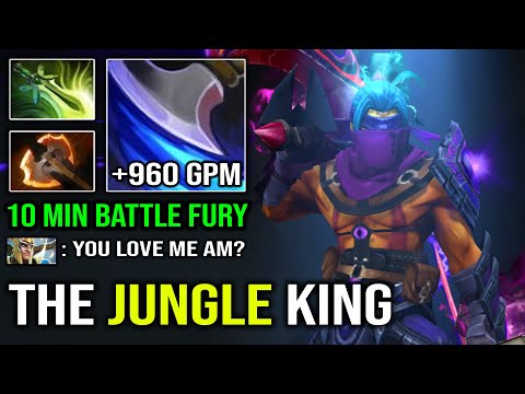 THE JUNGLE KING 10Min Battlefury Anti Mage Insane 6 Slotted in 30Min with 960 GPM & 1128 XPM Dota 2