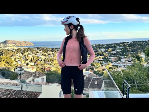 YouTube thumbnail for a timestamped Calpe cycling video