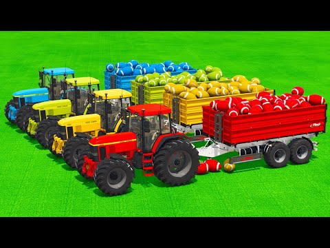 LOAD AND TRANSPORT RUGBY BALLS WITH JOHN DEERE TRACTORS & CLAAS LOADERS - Farming Simulator 25