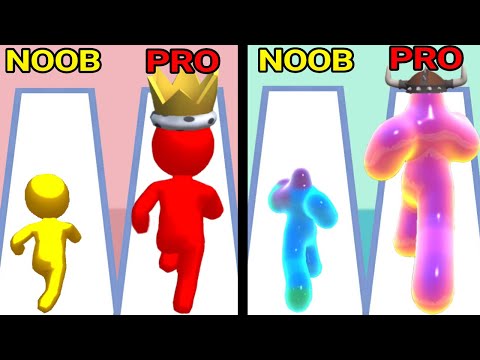 NOOB vs PRO in Color Run Stickman 3D vs NOOB vs PRO in Blob Runner 3D