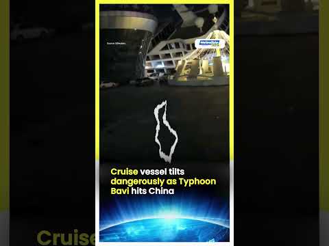 Typhoon Bavi Tilts Cruise Vessel in Wenzhou Port, China | Dramatic High Tide Caught on Camera