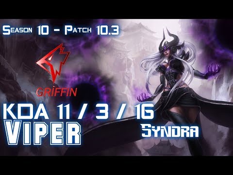 GRF Viper SYNDRA vs DRAVEN ADC - Patch 10.3 KR Ranked