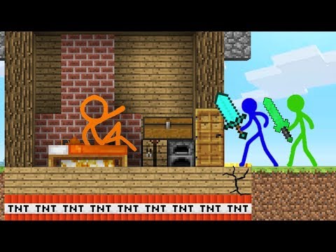 Stickman vs Minecraft ~ TNT HOUSE