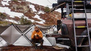 Camping in Extreme Wind and Rain with Truck Camper