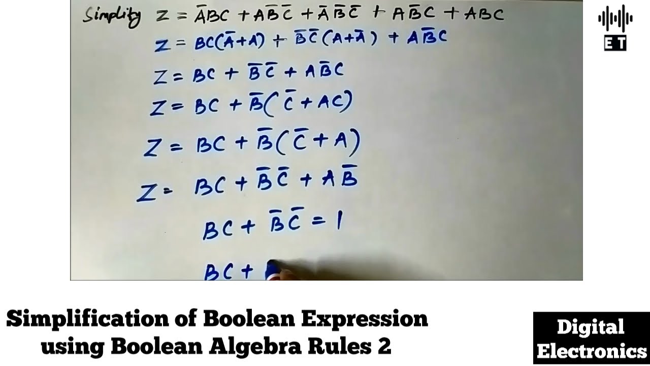 Simplification of Boolean Expression using Boolean Algebra Rules | Important Question 2