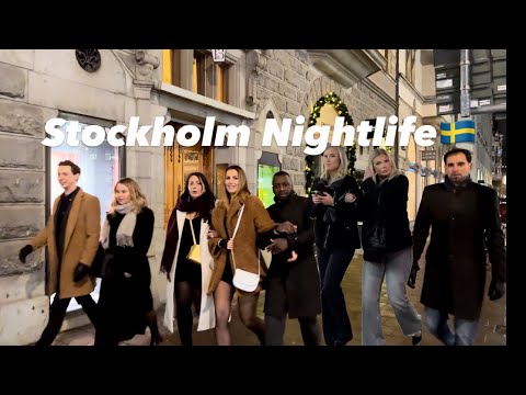 Stockholm 4K Nightlife Sweden Winter Walk 2023