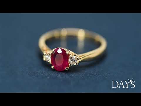 Oval Ruby Ring in 14kt Yellow Gold with Diamonds (1/7ct tw)