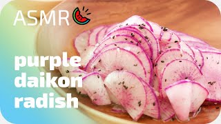 (ASMR) Purple Daikon Radish with Toasted Black Sesame Seeds ▹ Quick, Simple, & Crunchy