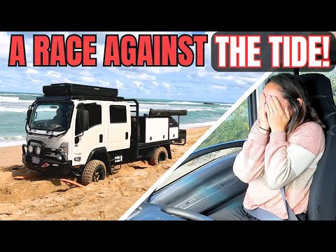 BEST 4X4 TRACK - HIGH TIDE VS BOGGED TRUCK ON BEACH - Travelling Australia