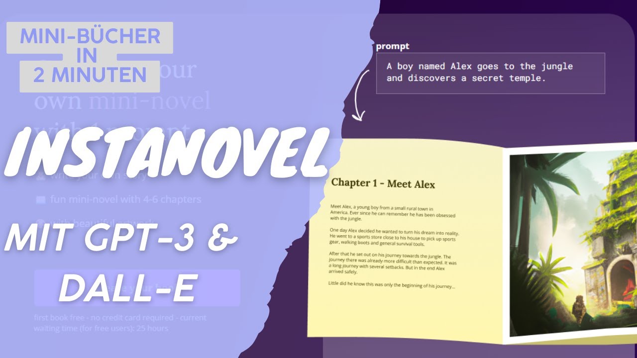 InstaNovel - kleine Bücher in 2 Minuten erstellen (GPT-3 + Dall-e)