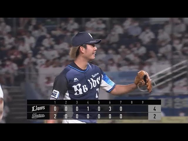 【7回裏】最後は三振でガッツポーズ!! ライオンズ・今井達也 7回2失点のHQSで先発の役割をしっかりと果たす!! 2022年7月21日 千葉ロッテマリーンズ 対 埼玉西武ライオンズ