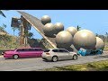 Beamng drive - Giant Concrete Balls rolling Against moving Cars