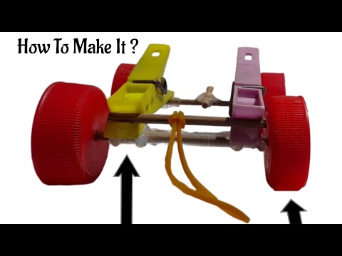 How To Make A Mini Car From Clothespin | How To Make A Mini Latch Rubber Band Car - DIY Toy Car
