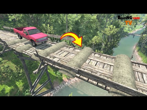 Cars vs Speed bumps in Log Bridge - BeamNG.drive | BeamNG-Cars TV
