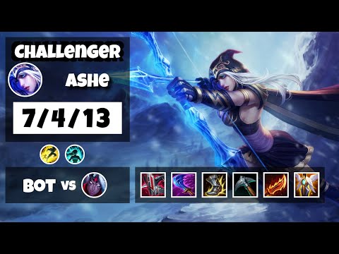 Ashe 11.16 Gameplay Challenger Replay Bot Lane - S11 (7/4/13) - BR
