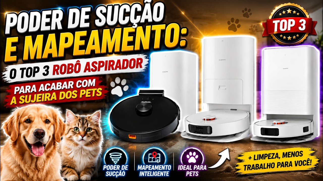 Poder de Sucção e Mapeamento: O Top 3 Robô Aspirador para acabar com a sujeira dos Pets