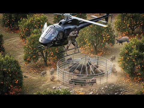 Wild Boars Caught in Traps - Large-Scale Wild Boar Hunt