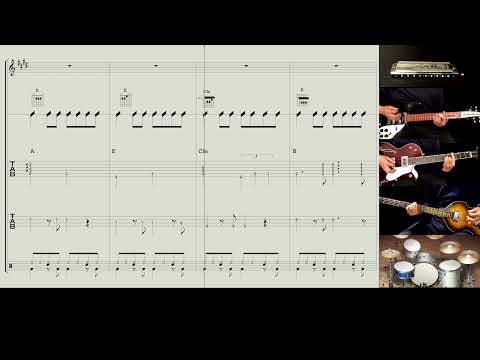 How to play : There's A Place - The Beatles - guitar, bass, drums, harmonica