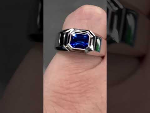 Royal Blue Ceylon Sapphire Platinum Gypsy Ring